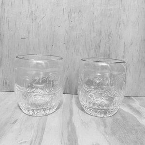 Anthropology North Pole Juice Glasses Featuring Santa Claus 13.75oz